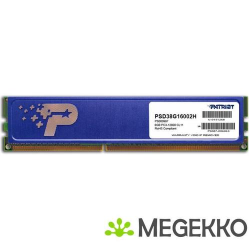 Patriot Memory DDR3 8GB PC3-12800 (1600MHz) DIMM -, Computers en Software, RAM geheugen, Nieuw, Verzenden