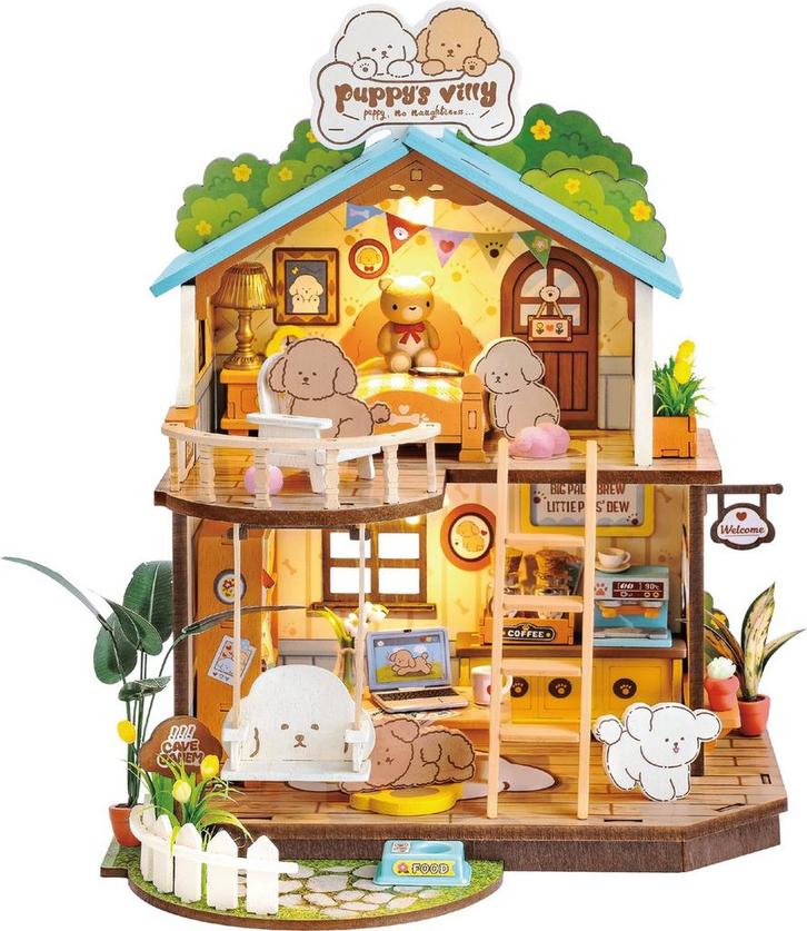 Robotime Puppy Cozy Villa Miniatuurhuisje Bouwpakket Mode..., Hobby en Vrije tijd, Modelbouw | Overige, Nieuw, Verzenden