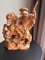 Beeld, Sint-Joris en de draak - 30 cm - Hout