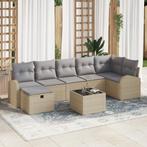 vidaXL 8-delige Tuinbankenset met kussens poly rattan beige, Tuin en Terras, Verzenden, Nieuw, Rotan