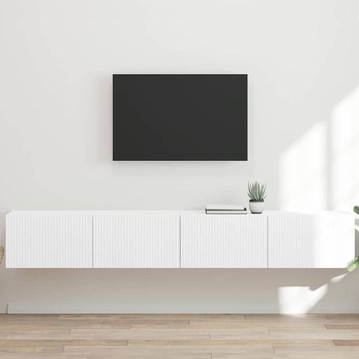 vidaXL TV Wandkast 2 pcs Wit 60 x 31 x 29.5 cm Bewerkt hout, Huis en Inrichting, Kasten | Televisiemeubels, Nieuw, Minder dan 50 cm