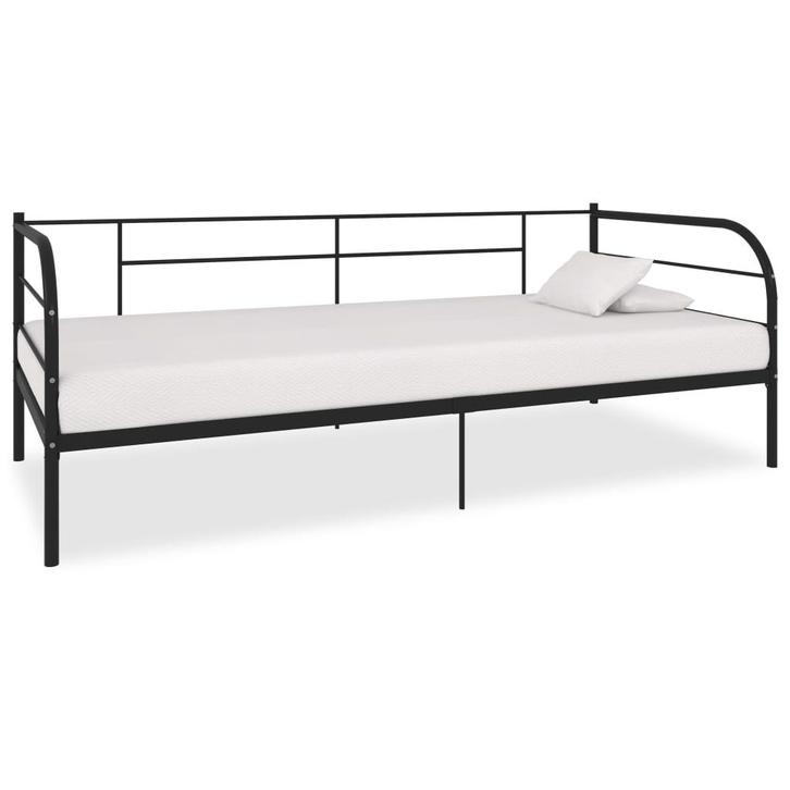 vidaXL Bedbank metaal zwart 90x200 cm, Huis en Inrichting, Slaapkamer | Bedden, 90 cm, 200 cm, Zwart, Eenpersoons, Nieuw, Metaal