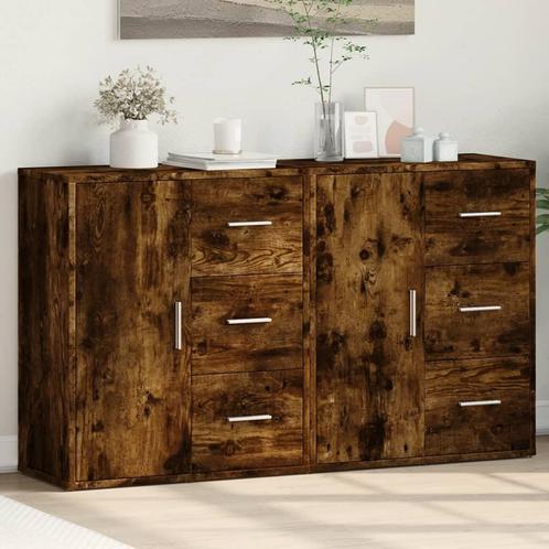 vidaXL Dressoirs 2 st 60x31x70 cm bewerkt hout gerookt, Huis en Inrichting, Kasten | Dressoirs, 50 tot 75 cm, Nieuw, Minder dan 50 cm