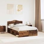 vidaXL Bedframe met hoofdeinde Oudhout 120 x 190 cm Massief, Verzenden, Nieuw, Bruin, Hout