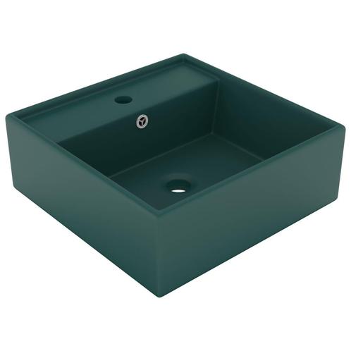 vidaXL Wastafel met overloop vierkant 41x41cm keramiek mat, Doe-het-zelf en Verbouw, Sanitair, Nieuw, Verzenden