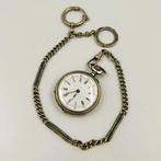 Remontoir Cylindre - Zilveren zakhorloge met ketting - 30193, Nieuw