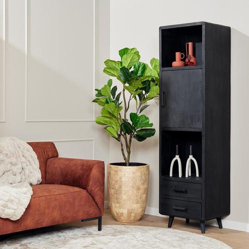 *WOONWINKEL* Starfurn Omaha Black Boekenkast Zwart Mangohout, Huis en Inrichting, Kasten | Wandmeubels, Nieuw, Verzenden