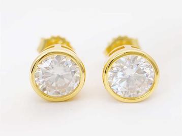 Veiling - Oorbellen geel rond briljant 2.00 ct beschikbaar voor biedingen