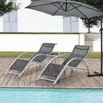Tuinset Binetto 3-delig loungeset 2 ligbedden met tafel grij, Verzenden, Nieuw