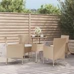 vidaXL 5-delige Bistroset met kussens poly rattan beige, Tuin en Terras, Tuinsets en Loungesets, Verzenden, Nieuw, Rotan