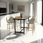 Barkruk Luana, met rugleuning, fluweellook - creme/goud, Set, Huis en Inrichting, Barkrukken, Verzenden, Nieuw