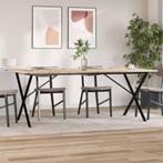 vidaXL Eettafel X-frame 200x100x75,5 cm grenenhout en staal, Huis en Inrichting, Tafels | Eettafels, Verzenden, Nieuw