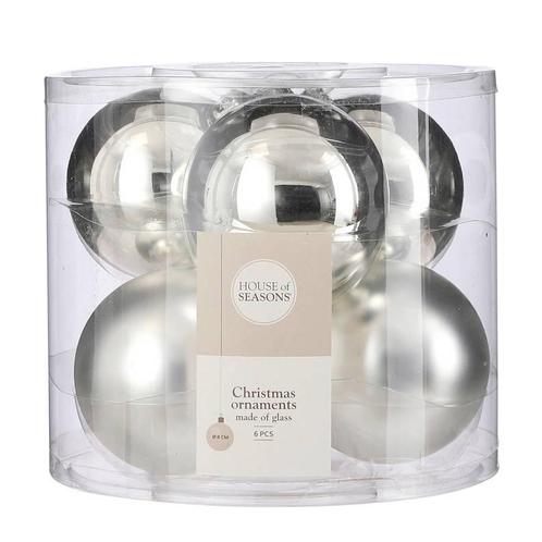 Kerstbal zilver (set van 5) (ø8 cm) House of Seasons, Huis en Inrichting, Schoonmaakartikelen, Verzenden