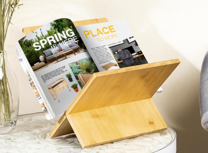 HI Boekenstandaard Bamboe - Boekensteun - 31x27x25 cm, Huis en Inrichting, Woonaccessoires | Wandplanken en Boekenplanken, Nieuw