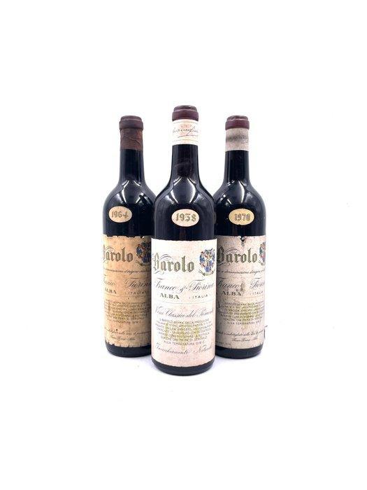 1958, 1964 & 1970 Franco Fiorina - Barolo - 3 Fles (0.72L), Verzamelen, Wijnen