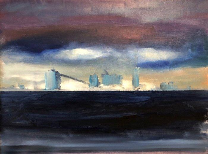 FLAVIO BIAGI - DITTICO INDUSTRIALE 1/2, Antiek en Kunst, Kunst | Schilderijen | Modern