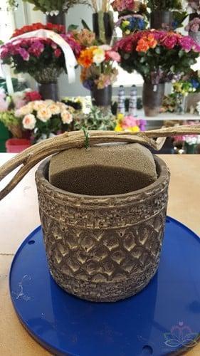 Cement bloempot 13,5x15 cm, Huis en Inrichting, Woonaccessoires | Kunstplanten en Kunstbloemen, Nieuw, Ophalen of Verzenden