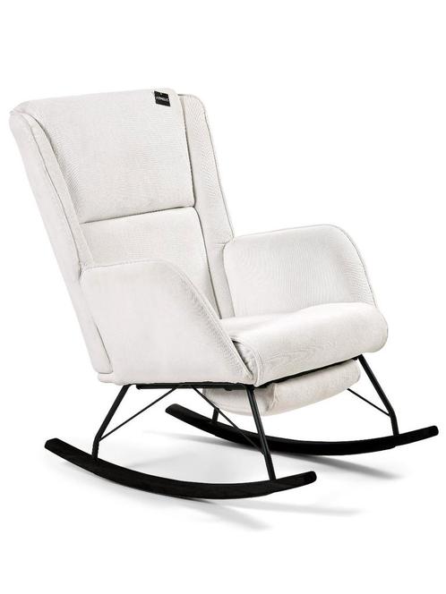 Aemely® Schommelstoel Relax - Wit Ribstof, Zwart Hout, Kinderen en Baby's, Kinderkamer | Tafels en Stoelen, Stoel(en), Nieuw, Ophalen of Verzenden
