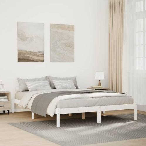 vidaXL Bedframe extra lang zonder matras grenenhout wit, Huis en Inrichting, Slaapkamer | Bedden, Wit, Nieuw, Hout, Tweepersoons