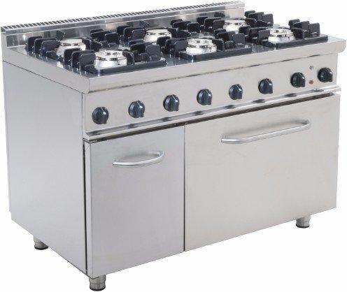 Gasfornuis 6 pits met elektrische oven - E7/KUPG6LE, Zakelijke goederen, Horeca | Keukenapparatuur, Nieuw in verpakking, Verzenden