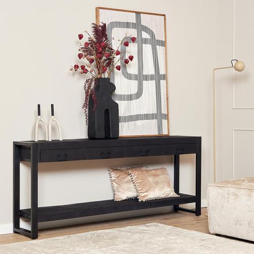 *WOONWINKEL* Starfurn Boaz Black Stoere Zwarte Sidetable Man, Huis en Inrichting, Tafels | Sidetables, Nieuw, Verzenden