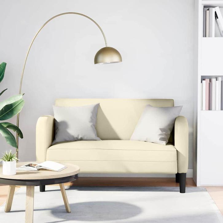 vidaXL Loveseat bank 110 cm kunstleer crèmekleurig, Huis en Inrichting, Banken | Bankstellen, Nieuw, Leer, Verzenden