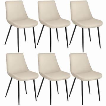 Set van 6 stoelen Monroe fluweellook - crème