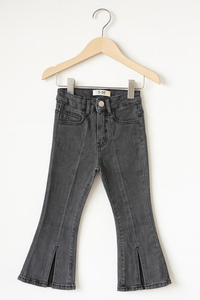 Zwart/Grijs Flared meisjesbroek met split|Herfst/Winter|NIEU, Kinderen en Baby's, Kinderkleding | Overige, Meisje, Nieuw, Ophalen of Verzenden