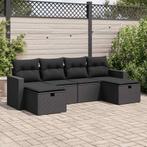 vidaXL 6-delige Loungeset met kussens poly rattan zwart, Verzenden, Nieuw, Rotan, Loungeset