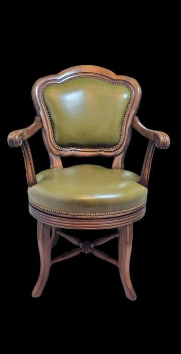 Bureaustoel - Hout, Leder - antieke draaistoel 75, Antiek en Kunst, Curiosa en Brocante