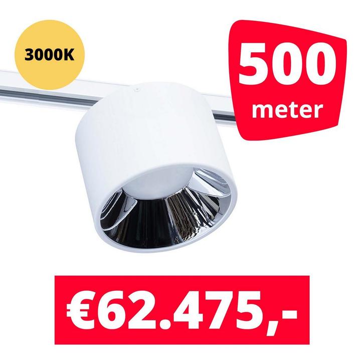 LED Railverlichting Buss Wit 3000K 500 spots + 500M rails, Zakelijke goederen, Kantoor en Winkelinrichting | Winkel en Inventaris