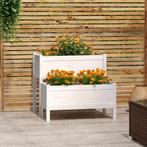 vidaXL Plantenbak 84,5x84x75 cm massief grenenhout wit, Tuin en Terras, Bloembakken en Plantenbakken, Verzenden, Nieuw, Hout, 60 cm of meer