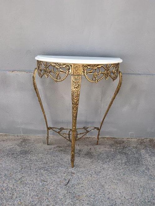 Wandtafel - Bronzen console met marmeren deksel, Antiek en Kunst, Curiosa en Brocante