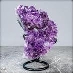 Natural Deep Purple Amethyst Moondruse in stand, Uruguay-, Verzamelen