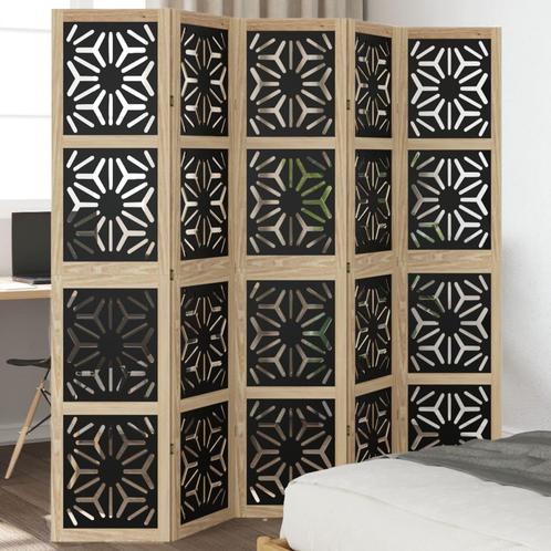 vidaXL Kamerscherm met 5 panelen massief paulowniahout bruin, Huis en Inrichting, Woonaccessoires | Kamerschermen, Nieuw, Verzenden