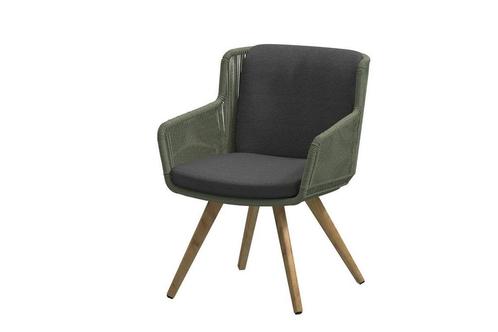 4 Seasons Outdoor Flores tuinstoel groen met teak onderstel, Tuin en Terras, Tuinsets en Loungesets, Ophalen of Verzenden
