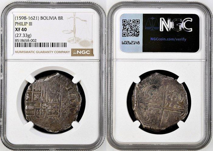 Koninkrijk Spanje. Felipe III. 8 Reales Potosí, Postzegels en Munten, Munten | Europa | Niet-Euromunten
