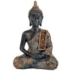 Thaise Boeddha Beeld Mediterend Polyresin Zwart - 10 x 6 x, Huis en Inrichting, Woonaccessoires | Boeddhabeelden, Nieuw, Verzenden