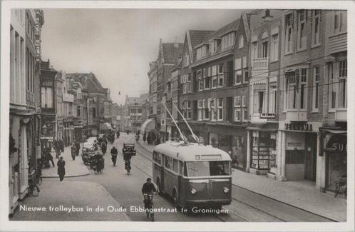 GRONINGEN - Nieuwe trolleybus in de Oude Ebbingestraat, Verzamelen, Ansichtkaarten | Nederland, Verzenden