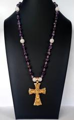 Amethist - Halsketting – middeleeuws christendom – kruis –, Antiek en Kunst