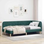 vidaXL Hoekbedframe Donkergroen 90 x 190 cm Stof, Verzenden, Nieuw, Groen, Stof