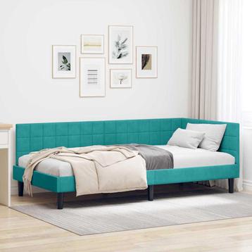 vidaXL Hoekbedframe met hoofdeinde Turquoise 100 x 200 cm beschikbaar voor biedingen