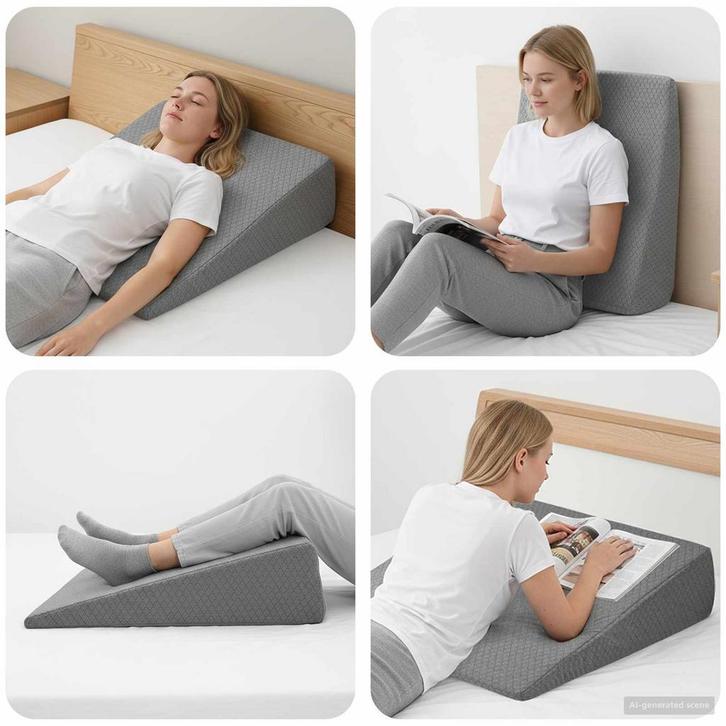 vidaXL Wedge Kussen Effen Grijs 69 x 64 x 19 cm, Huis en Inrichting, Slaapkamer | Beddengoed, Grijs, Nieuw, Verzenden