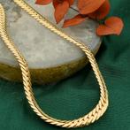 Exclusief gouden platte gourmet schakel collier | 45 cm, Sieraden, Tassen en Uiterlijk, Kettingen, Ophalen of Verzenden, Gebruikt