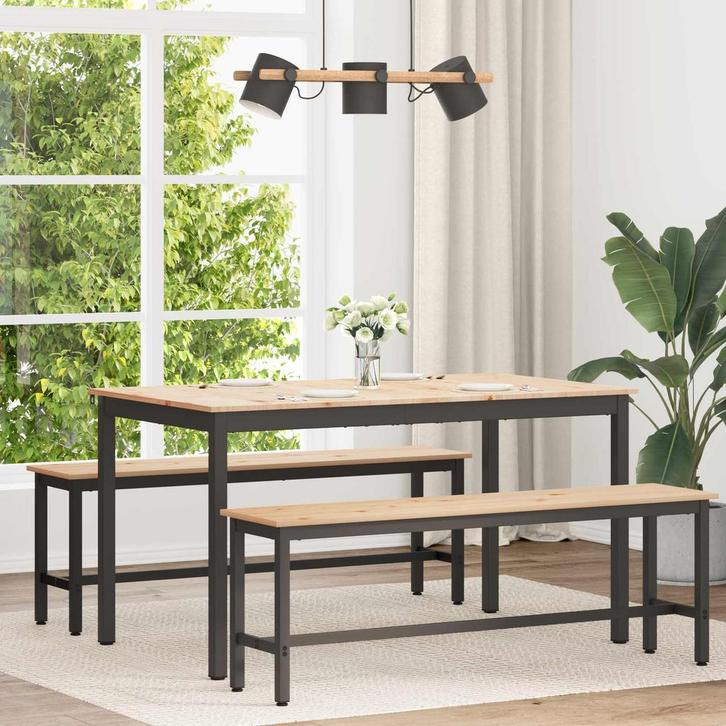 vidaXL Eettafel Naturel 140 x 80 x 75 cm Massief grenenhout, Huis en Inrichting, Tafels | Eettafels, Nieuw, Verzenden