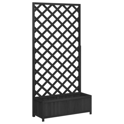 Plantenbak met latwerk|tweedekansje | Zwart vurenhout, Tuin en Terras, Bloembakken en Plantenbakken, 60 cm of meer, 60 tot 100 cm