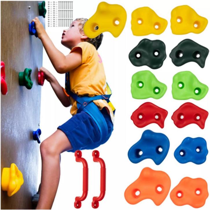 Kruzzel Klimstenen Set Kind – 13 Stuks + 2 Grepen (Fitness, Sport en Fitness, Fitnessmaterialen, Nieuw, Ophalen of Verzenden