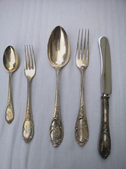 Leonhardt & Fliegel - Bestekset voor 12 personen (76) - .800, Antiek en Kunst, Antiek | Goud en Zilver