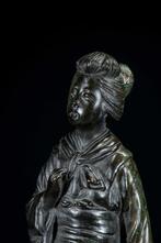 Brons - Signed Seiya saku  - Een bronzen okimono van