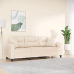 vidaXL Driezitsbank met kussens 180 cm microvezelstof beige, Huis en Inrichting, Banken | Bankstellen, Verzenden, Stof, 200 tot 250 cm